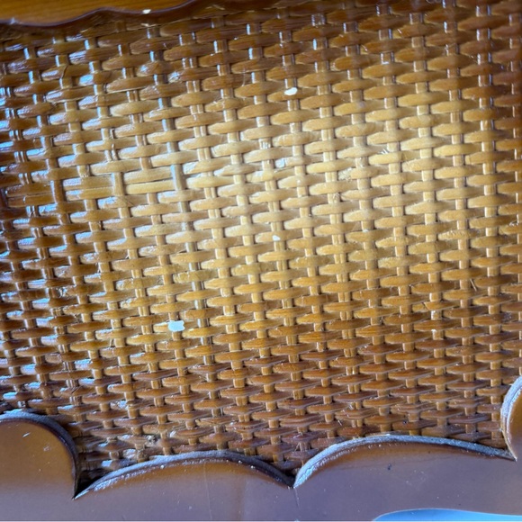 Vintage Sewing Basket Woven Wicker Upholstered Floral Velvet Wooden Elegant - Picture 13 of 15